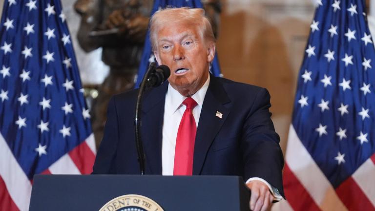 President Donald Trump speaks at the National Prayer Breakfast at the Capitol in Washington, Feb. 6, 2025. (AP Photo / Evan Vucci, File)
