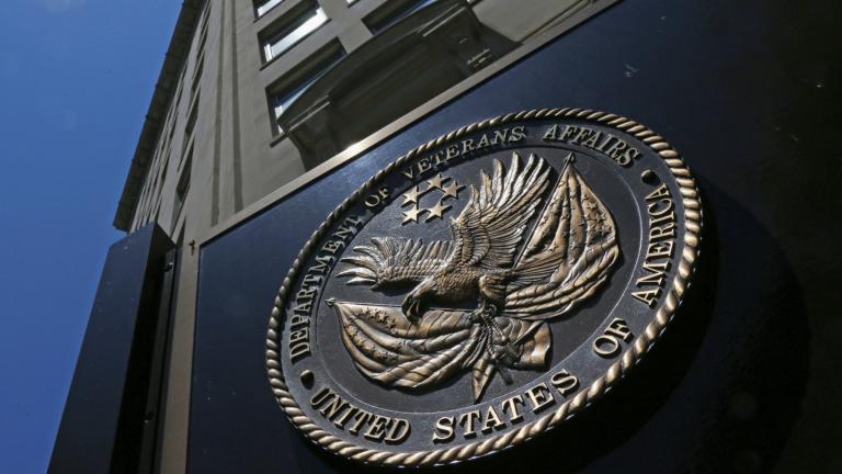 FILE - The seal is seen at the Department of Veterans Affairs building in Washington, June 21, 2013. (Charles Dharapak / AP Photo, File)