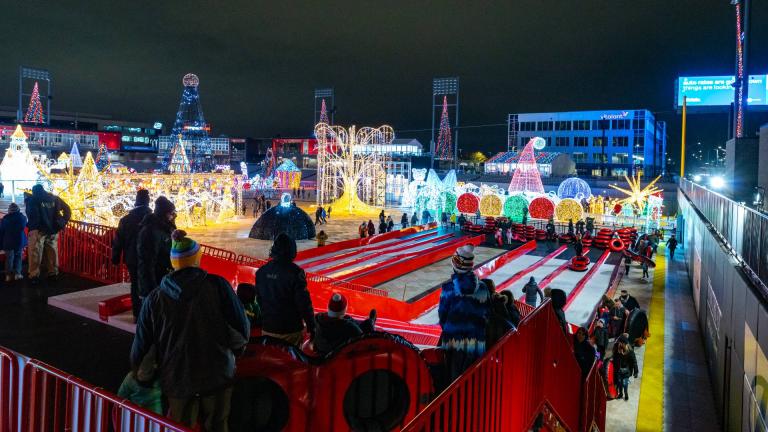 Tubing on “Thrill Hill” at AMAZE Light Festival. (Credit: Matt Zuro)