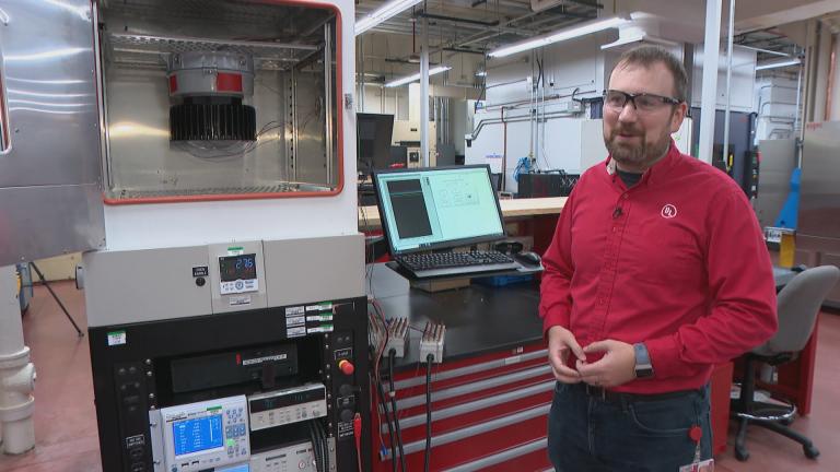 Bill Hoffman, laboratory leader for UL (Underwriters Laboratories) hazardous locations facility in Northbrook. (WTTW News) Bill Hoffman, laboratory leader for UL (Underwriters Laboratories) hazardous locations facility in Northbrook. (WTTW News)
