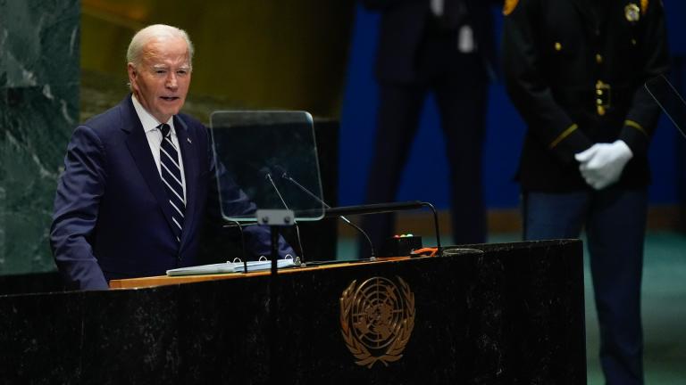 United States President Joe Biden addresses the 79th session of the United Nations General Assembly, Tuesday, Sept. 24, 2024, at UN headquarters. (AP Photo / Manuel Balce Ceneta)