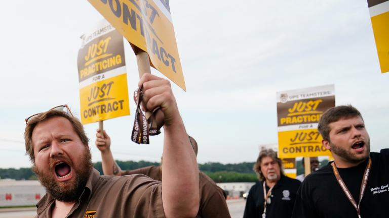UPS teamsters and workers hold a rally, Friday, July 21, 2023, in Atlanta, as a national strike deadline nears. (AP Photo / Brynn Anderson)