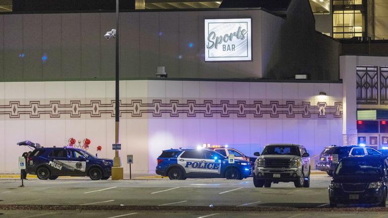 Police line the parking lot outside the Oneida Casino in the early morning hours of Sunday, May 2nd, 2021, near Green Bay, Wisconsin. (AP Photo / Mike Roemer) Police line the parking lot outside the Oneida Casino in the early morning hours of Sunday, May 2nd, 2021, near Green Bay, Wisconsin. (AP Photo / Mike Roemer)