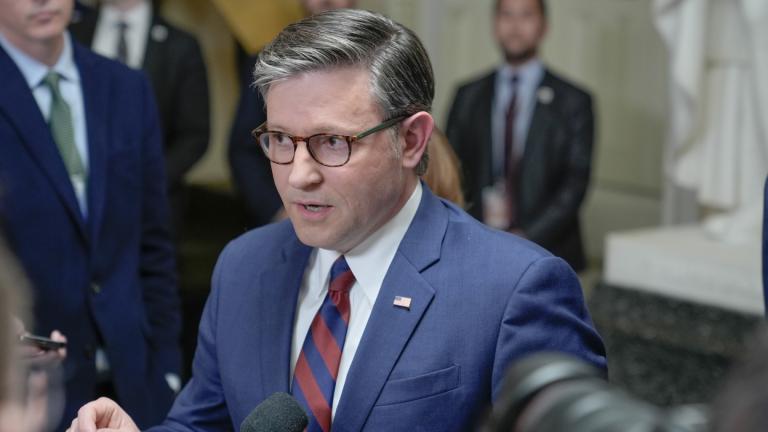 Speaker of the House Mike Johnson, R-La., speaks during a news conference on Capitol Hill, Friday, March 27, 2026, in Washington. (AP Photo / Mariam Zuhaib)