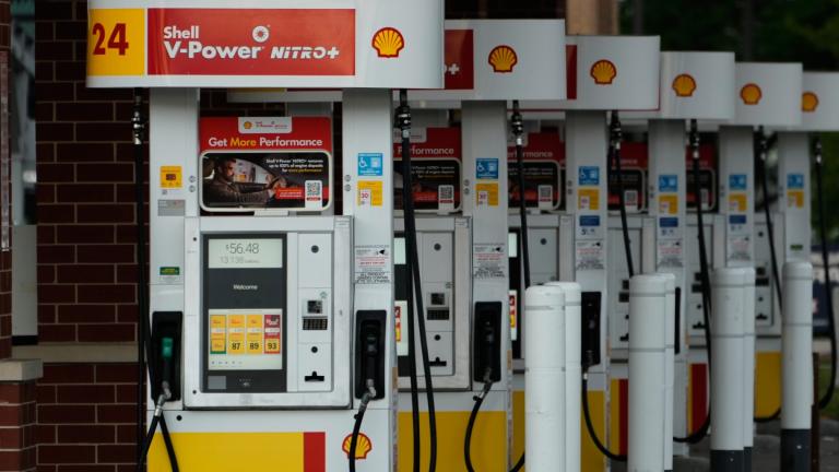 Gas pumps are seen at a gas station in Buffalo Grove, Thursday, June 25, 2026. (AP Photo / Nam Y. Huh)