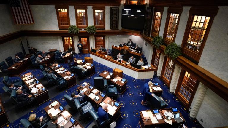 FILE - Senators meet in the senate chamber at the Statehouse, Feb. 1, 2024, in Indianapolis. (AP Photo / Darron Cummings, file)
