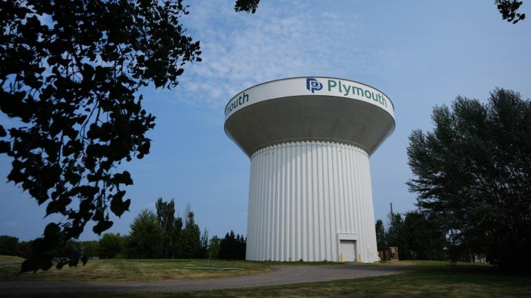 A water tower is seen Thursday, July 30, 2026, in Plymouth, Minn. A cyberattack targeted the operating technology at over 30 water systems in Minnesota, including Plymouth's, earlier this week, state officials said. (AP Photo / Ellen Schmidt)