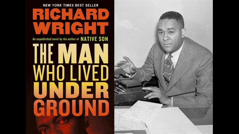 A photo of the author Richard Wright, right, and the book jacket for his novel “The Man Who Lived Underground.” 