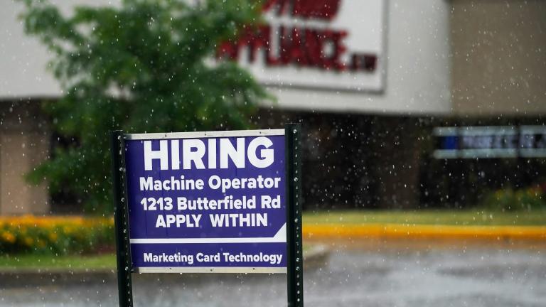 A hiring sign is displayed in Downers Grove, Ill., on June 24, 2021. (AP Photo / Nam Y. Huh, File)