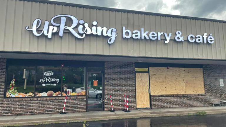 UpRising Bakery and Café in suburban Lake in the Hills was vandalized over plans to host a family-friendly drag show. (Credit: Corinna Sac)