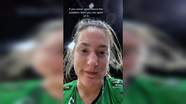 University of Oregon player Sedona Prince is shining light on the inequalities between weight-room facilities for the men’s teams competing in Indianapolis and the women’s teams competing in San Antonio. (WTTW News via @sedonaprince_)