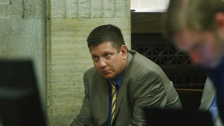 Chicago police Officer Jason Van Dyke sits in a courtroom during a hearing Tuesday, Aug. 7, 2018, at the Leighton Criminal Court Building in Chicago. (John J. Kim / Chicago Tribune / Pool) Chicago police Officer Jason Van Dyke sits in a courtroom during a hearing Tuesday, Aug. 7, 2018, at the Leighton Criminal Court Building in Chicago. (John J. Kim / Chicago Tribune / Pool)