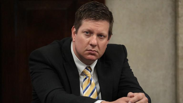Chicago police Officer Jason Van Dyke listens to testimony at the Leighton Criminal Court Building on Friday, Aug. 3, 2018, during a hearing on the shooting death of Laquan McDonald. (Antonio Perez / Chicago Tribune / Pool) Chicago police Officer Jason Van Dyke listens to testimony at the Leighton Criminal Court Building on Friday, Aug. 3, 2018, during a hearing on the shooting death of Laquan McDonald. (Antonio Perez / Chicago Tribune / Pool)