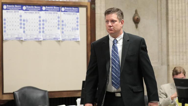 Chicago police Officer Jason Van Dyke approaches the judge’s bench at a hearing for the shooting death of Laquan McDonald, at the Leighton Criminal Court Building on Wednesday, Aug. 15, 2018. (Antonio Perez / Chicago Tribune / Pool) Chicago police Officer Jason Van Dyke approaches the judge’s bench at a hearing for the shooting death of Laquan McDonald, at the Leighton Criminal Court Building on Wednesday, Aug. 15, 2018. (Antonio Perez / Chicago Tribune / Pool)