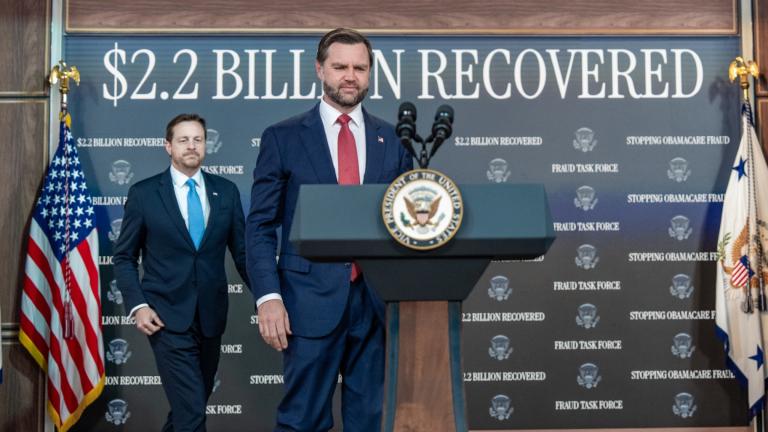 Vice President JD Vance arrives for a news conference, followed by Federal Trade Commission (FTC) Chairman Andrew Ferguson, in the South Court Auditorium in the Eisenhower Executive Office Building on the White House campus, Tuesday, Sept. 22, 2026, in Washington. (AP Photo / Alex Brandon)