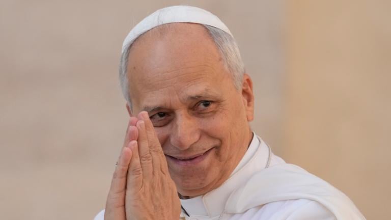 Pope Leo XIV gestures as he arrives for his weekly general audience in St. Peter's Square at The Vatican, Wednesday, Oct.1, 2025. (AP Photo / Gregorio Borgia)