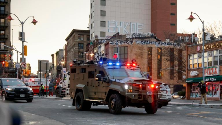 An armored vehicle carrying Venezuelan President Nicolas Maduro and his wife Cilia Flores arrives at Manhattan Federal Court, Monday, Jan. 5, 2026, in New York. (AP Photo / Stefan Jeremiah)