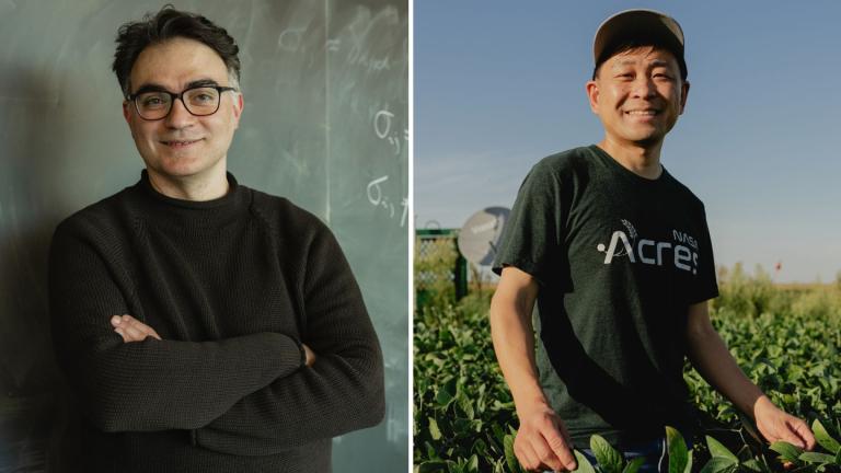 Vincenzo Vitelli, left, a physicist at the University of Chicago, and Kaiyu Guan, an environmental scientist at the University of Illinois, were among a group of 20 fellows chosen for this year’s MacArthur Fellows Program. (Courtesy of John D. and Catherine T. MacArthur Foundation)
