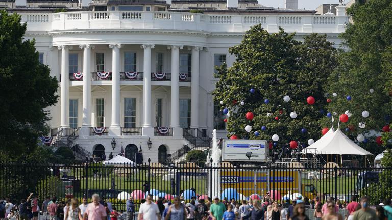 Preparations take place for an Independence Day celebration on the South Lawn of the White House, Saturday, July 3, 2021, in Washington. (AP Photo / Patrick Semansky)