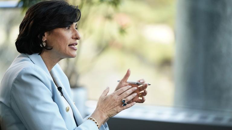 Dr. Rochelle Walensky, Director of the Centers for Disease Control and Prevention (CDC) speaks during an interview with The Associated Press on Dec. 8, 2021, in Atlanta. (AP Photo / Brynn Anderson, File)