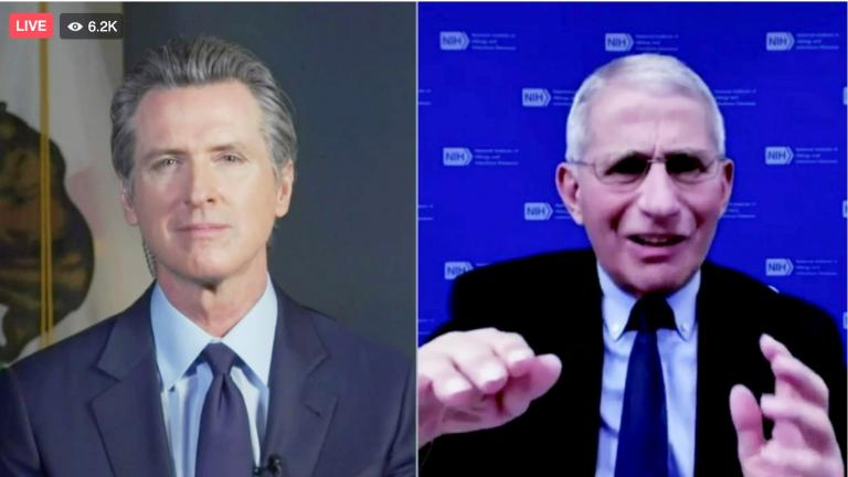 This frame from streaming video from the Office of the Governor shows California Gov. Gavin Newsom, left, and Dr. Anthony Fauci during a conversation, Wednesday, Dec. 30, 2020. (Office of the Governor via AP) This frame from streaming video from the Office of the Governor shows California Gov. Gavin Newsom, left, and Dr. Anthony Fauci during a conversation, Wednesday, Dec. 30, 2020. (Office of the Governor via AP)