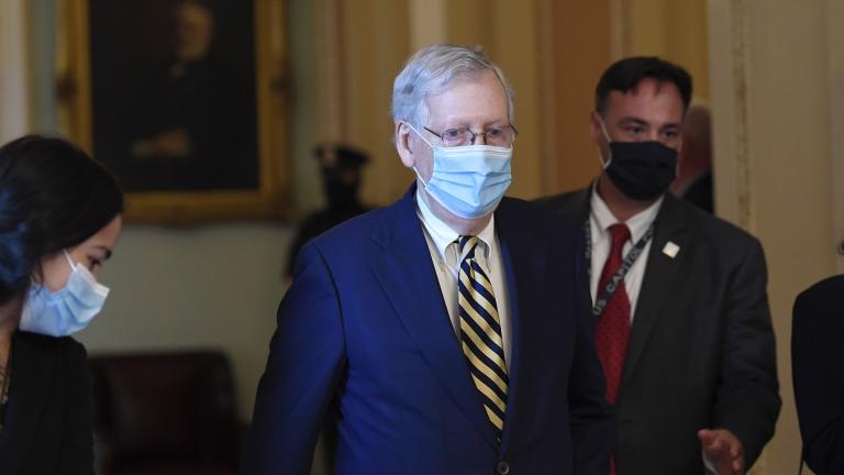 Senate Majority Leader Mitch McConnell of Ky., walks back to his office on Capitol Hill in Washington, Monday, Aug. 3, 2020. (AP Photo / Susan Walsh)