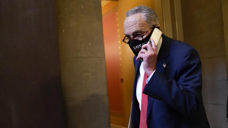 Senate Minority Leader Sen. Chuck Schumer of N.Y., walks on Capitol Hill in Washington, Tuesday, Dec. 15, 2020. (AP Photo / Susan Walsh)