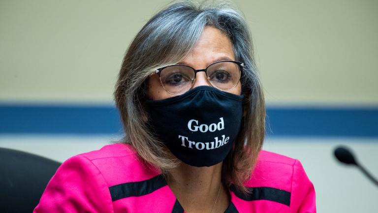 In this Aug. 24, 2020, file photo, Rep. Robin Kelly, D-Ill., listens during a House Oversight and Reform Committee hearing on the Postal Service on Capitol Hill in Washington. (Tom Williams / Pool via AP, File) In this Aug. 24, 2020, file photo, Rep. Robin Kelly, D-Ill., listens during a House Oversight and Reform Committee hearing on the Postal Service on Capitol Hill in Washington. (Tom Williams / Pool via AP, File)