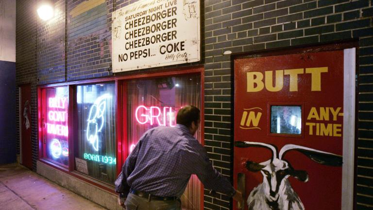 In this Sept. 23, 2005 file photo, a customer enters the Billy Goat Tavern under Chicago’s Michigan Avenue. (AP Photo / Charles Rex Arbogast, File)
