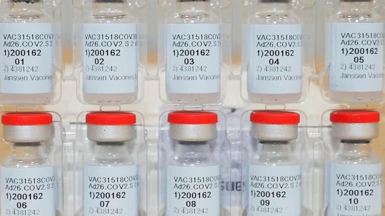 This Dec. 2, 2020 photo provided by Johnson & Johnson shows vials of the Janssen COVID-19 vaccine in the United States. (Johnson & Johnson via AP)