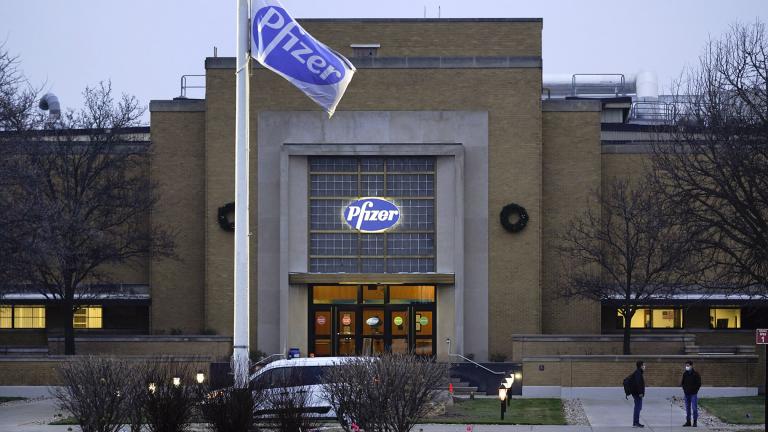 The Pfizer Global Supply Kalamazoo manufacturing plant is shown in Portage, Mich., Friday, Dec. 11, 2020. (AP Photo / Paul Sancya)