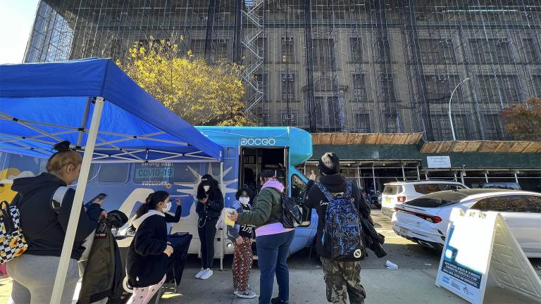 Children wait to go inside of a mobile vaccine unit to get their first COVID-19 vaccination shot, outside P.S. 277, Friday, Nov. 5, 2021, in the Bronx borough of New York. (AP Photo / Eduardo Munoz Alvarez) Children wait to go inside of a mobile vaccine unit to get their first COVID-19 vaccination shot, outside P.S. 277, Friday, Nov. 5, 2021, in the Bronx borough of New York. (AP Photo / Eduardo Munoz Alvarez)
