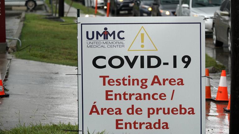 Cars are lined up at a United Memorial Medical Center COVID-19 testing site Wednesday, June 24, 2020, in Houston. (AP Photo / David J. Phillip)