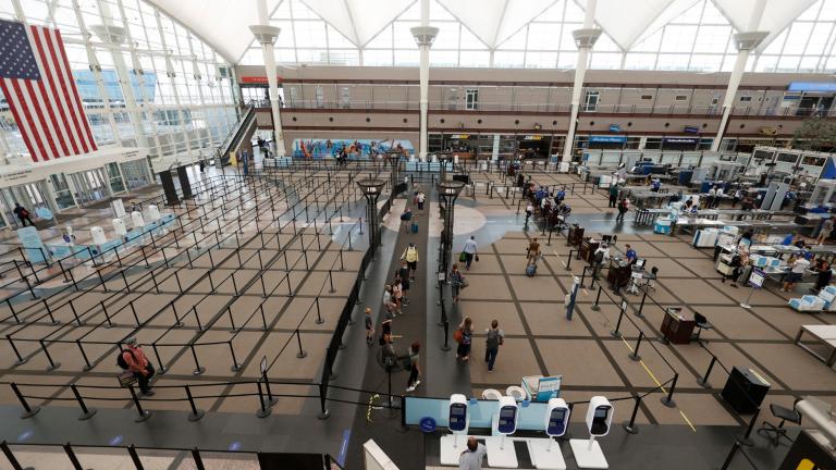 Travelers make their ways to the south security checkpoint in the main terminal of Denver International Airport Wednesday, July 22, 2020, in Denver. (AP Photo / David Zalubowski, File) Travelers make their ways to the south security checkpoint in the main terminal of Denver International Airport Wednesday, July 22, 2020, in Denver. (AP Photo / David Zalubowski, File)
