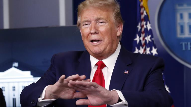 President Donald Trump speaks about the coronavirus in the James Brady Press Briefing Room of the White House, Monday, April 20, 2020, in Washington. (AP Photo / Alex Brandon) President Donald Trump speaks about the coronavirus in the James Brady Press Briefing Room of the White House, Monday, April 20, 2020, in Washington. (AP Photo / Alex Brandon)