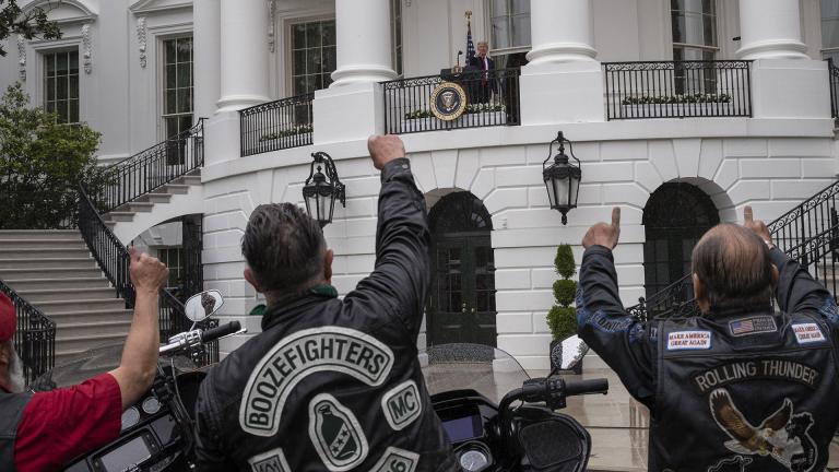 President Donald Trump speaks during a “Rolling to Remember Ceremony,” to honor the nation’s veterans and POW/MIA, from the Truman Balcony of the White House, Friday, May 22, 2020, in Washington. (AP Photo / Alex Brandon)