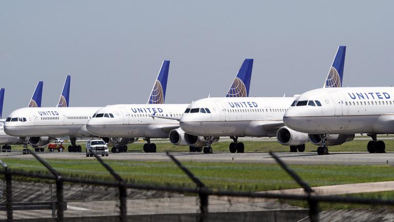In this March 25, 2020 file photo, United Airlines planes are parked at George Bush Intercontinental Airport in Houston. (AP Photo / David J. Phillip, File)