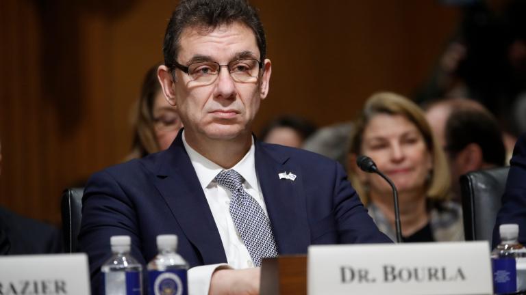 In this Feb. 26, 2019 file photo, Albert Bourla, chief executive officer of Pfizer, prepares to testify before the Senate Finance Committee hearing on drug prices, on Capitol Hill in Washington. (AP Photo / Pablo Martinez Monsivais, File)