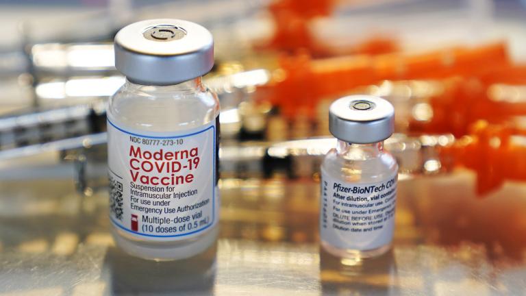 In this Thursday, Feb. 25, 2021 file photo, vials for the Moderna and Pfizer COVID-19 vaccines are displayed on a tray at a temporary clinic set up by the New Hampshire National Guard in the parking lot of a high school in Exeter, N.H. (AP Photo / Charles Krupa) In this Thursday, Feb. 25, 2021 file photo, vials for the Moderna and Pfizer COVID-19 vaccines are displayed on a tray at a temporary clinic set up by the New Hampshire National Guard in the parking lot of a high school in Exeter, N.H. (AP Photo / Charles Krupa)