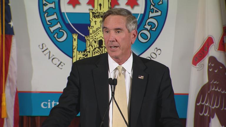 Illinois Republican Party Chairman Tim Schneider speaks at the City Club of Chicago on Tuesday, Sept. 27. (Chicago Tonight)