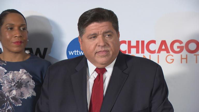 J.B. Pritzker speaks to the media after a “Chicago Tonight” candidate forum on March 14, 2018.