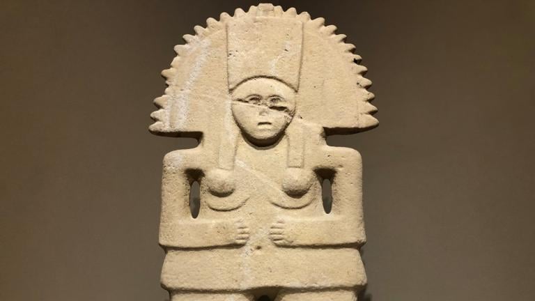 “Ancient Huasteca Women: Goddesses, Warriors and Governors” runs through July 21 at the National Museum of Mexican Art. (Marc Vitali / WTTW News)