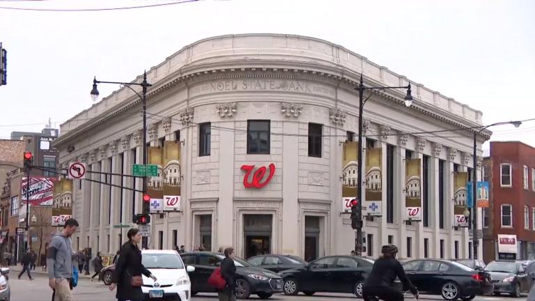 The iconic former-bank-turned-former-Walgreens at 1601 N. Milwaukee Ave. in Wicker Park is one of the several new Barnes & Noble locations planned in the Chicago area. (WTTW News)