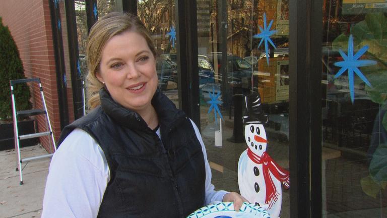 Audrey Jones of AB Art Window Painting (Chicago Tonight)