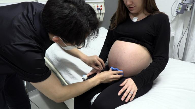 A team of researchers at Northwestern University has developed a suite of wireless pregnancy monitors. (courtesy Northwestern University)