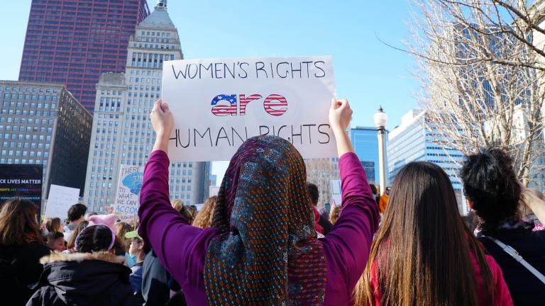 A crowd estimated at 250,000 participated in the 2017 Women’s March on Chicago. (Alexandra Silets / Chicago Tonight)