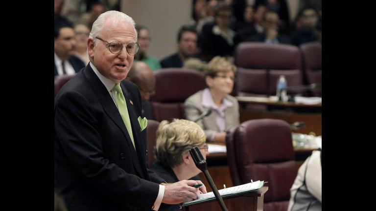 In this May, 4, 2011 file photo, Chicago Ald. Ed Burke speaks at a City Council meeting in Chicago. (AP Photo /M. Spencer Green, File)