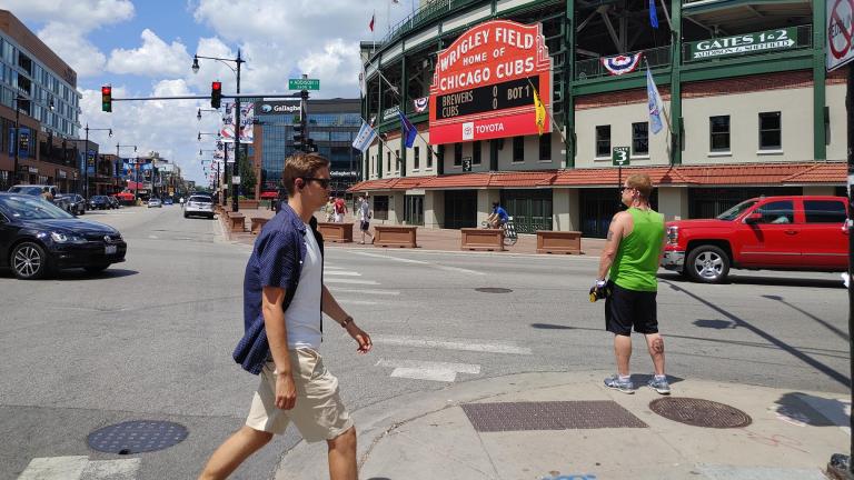 Game day in Wrigleyville on Sunday, July 26, 2020. (Erica Gunderson / WTTW News)