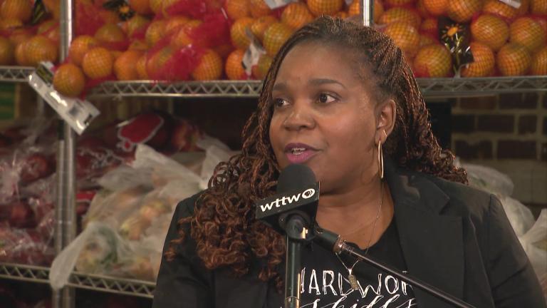 Yolanda Fields, chief program officer of Breakthrough, appears on “Chicago Tonight” on Wednesday, April 1, 2020. (WTTW News)
