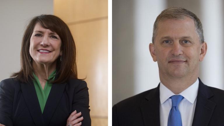 U.S. Reps Marie Newman, left, and Sean Casten. (Photos courtesy: marienewmanforcongress.com and castenforcongress.com)